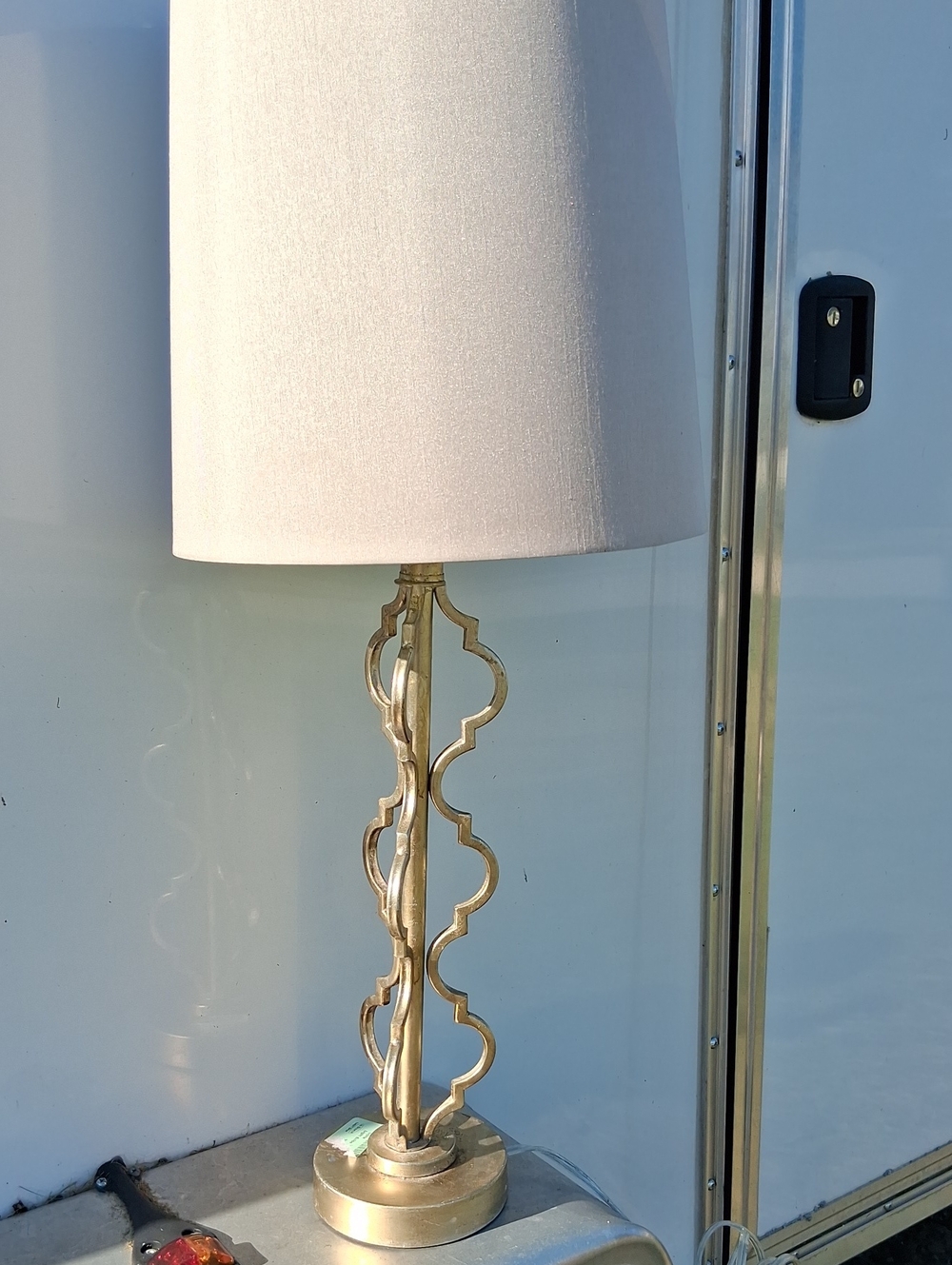 Gold Decorative Table Lamp with Cream Shade